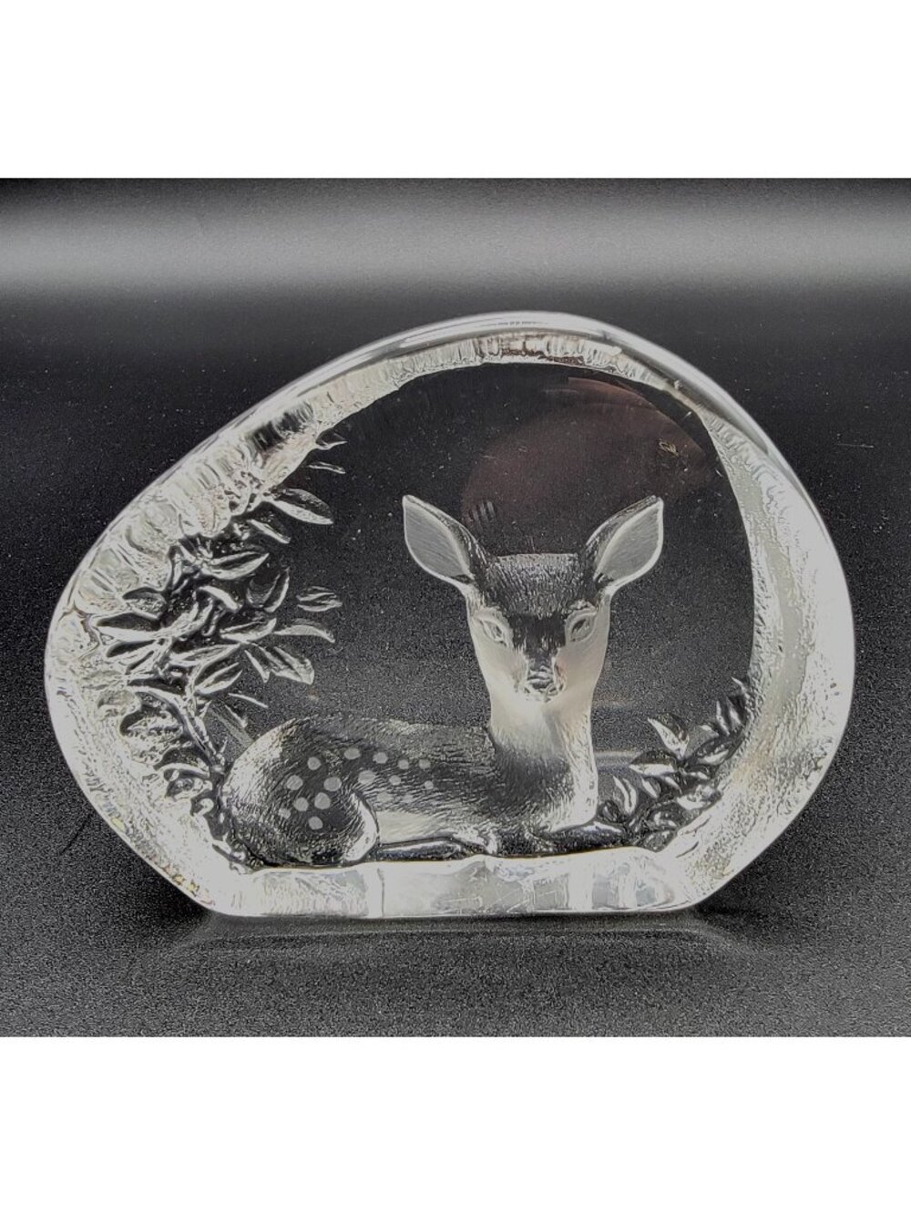 Mats Jonasson Crystal Fawn Deer Paperweight Signed M Jonasson 2280